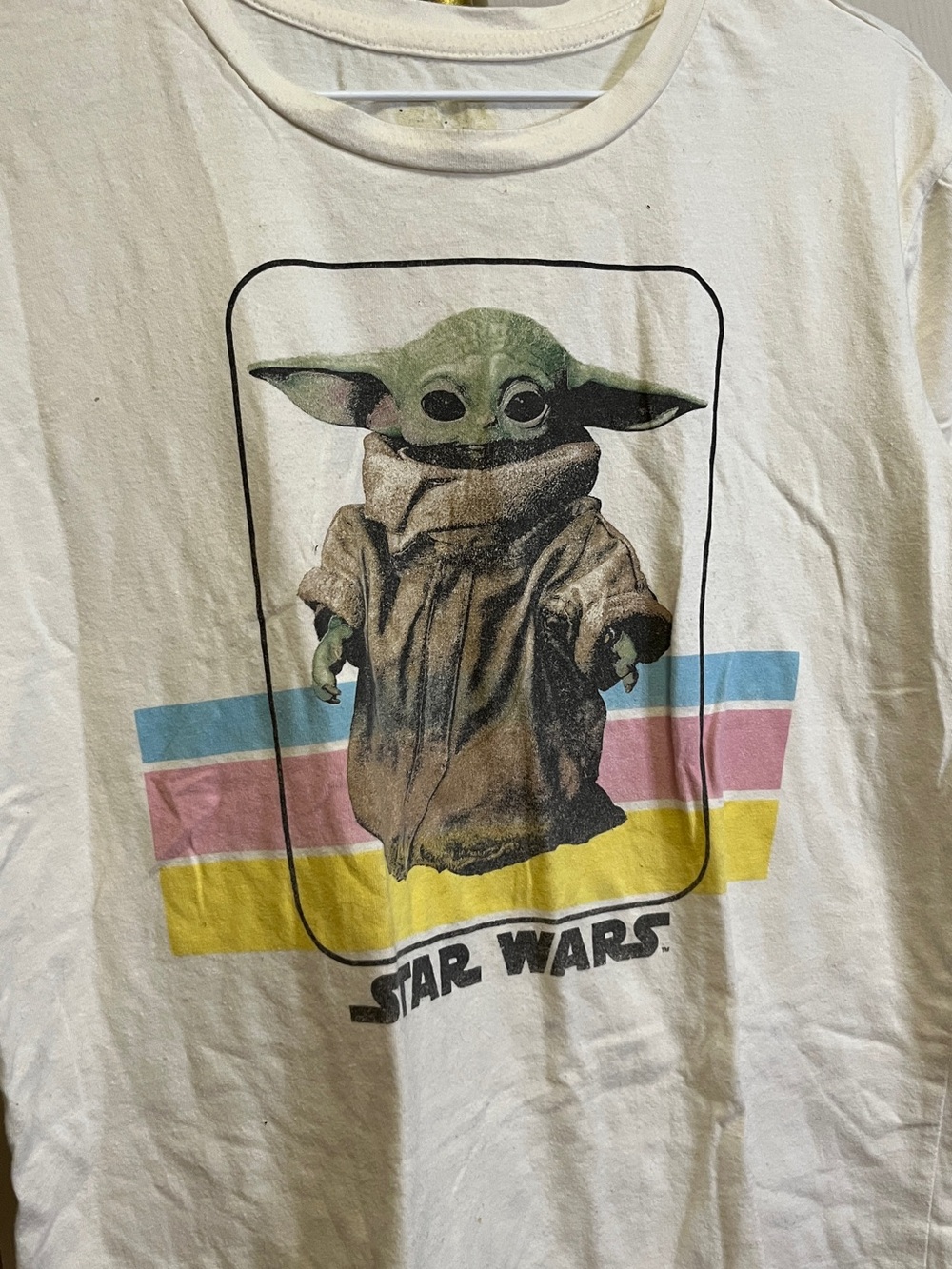 Vintage Star Wars T Shirt Yoda Beige VFifthSun Short Sleeve Sz Lg